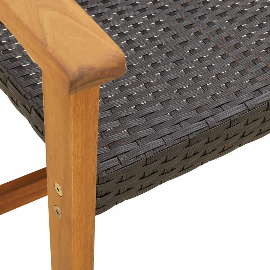 Banc de jardin noir 112 cm résine tressée et bois d'acacia - 7