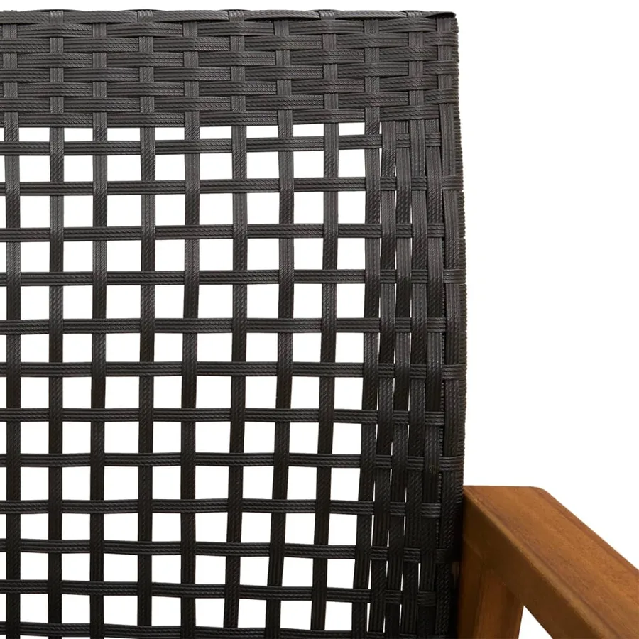 Banc de jardin noir 112 cm résine tressée et bois d'acacia - 8
