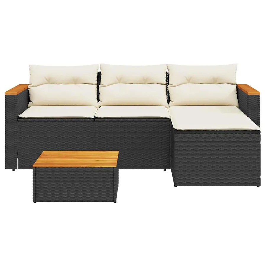 Salon de jardin 3 pcs avec coussins noir résine tressée - 3