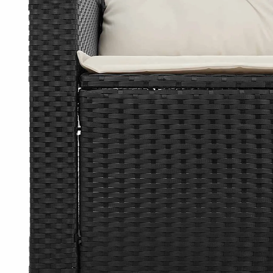 Salon de jardin 3 pcs avec coussins noir résine tressée - 6