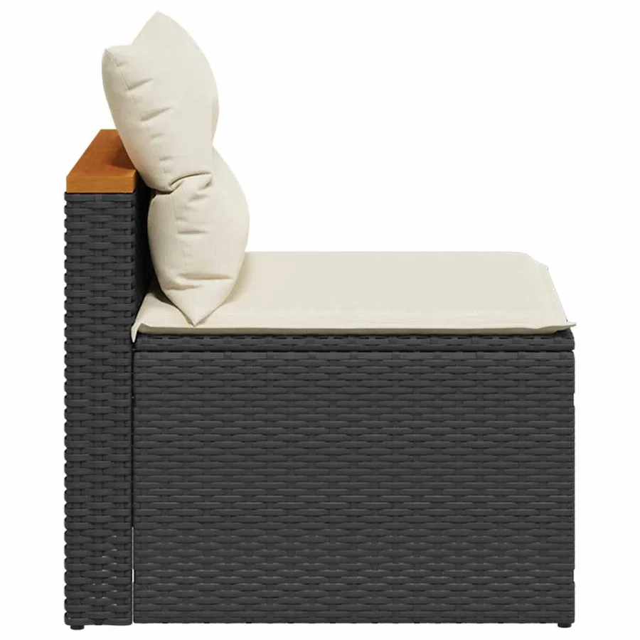 Canapés de jardin sans accoudoirs avec coussins 2 pcs noir - 6