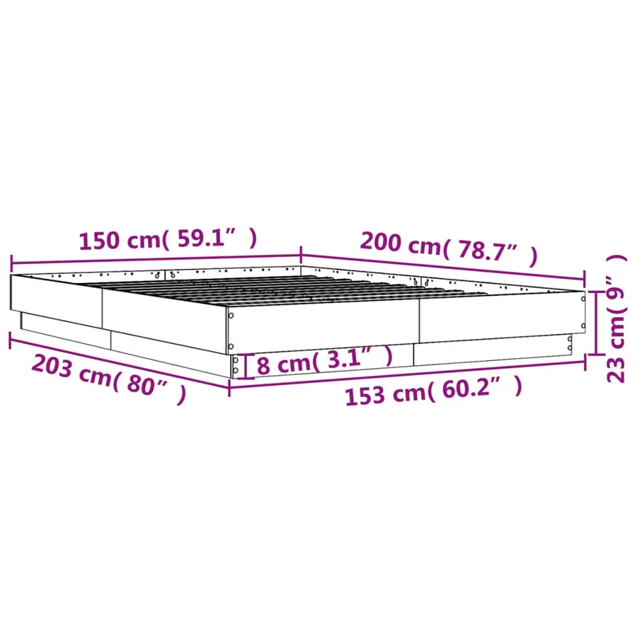 Cadre de lit avec LED sans matelas blanc 150x200 cm - 14