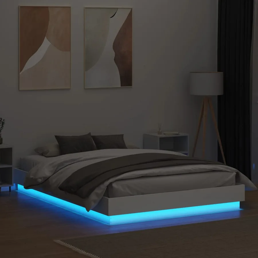 Cadre de lit avec LED sans matelas blanc 150x200 cm - 4