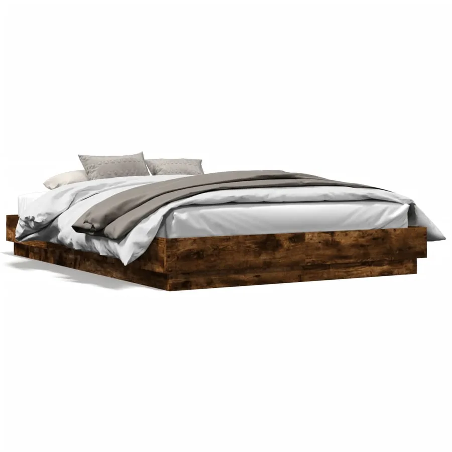 Cadre de lit avec LED sans matelas chêne fumé 150x200 cm - 5