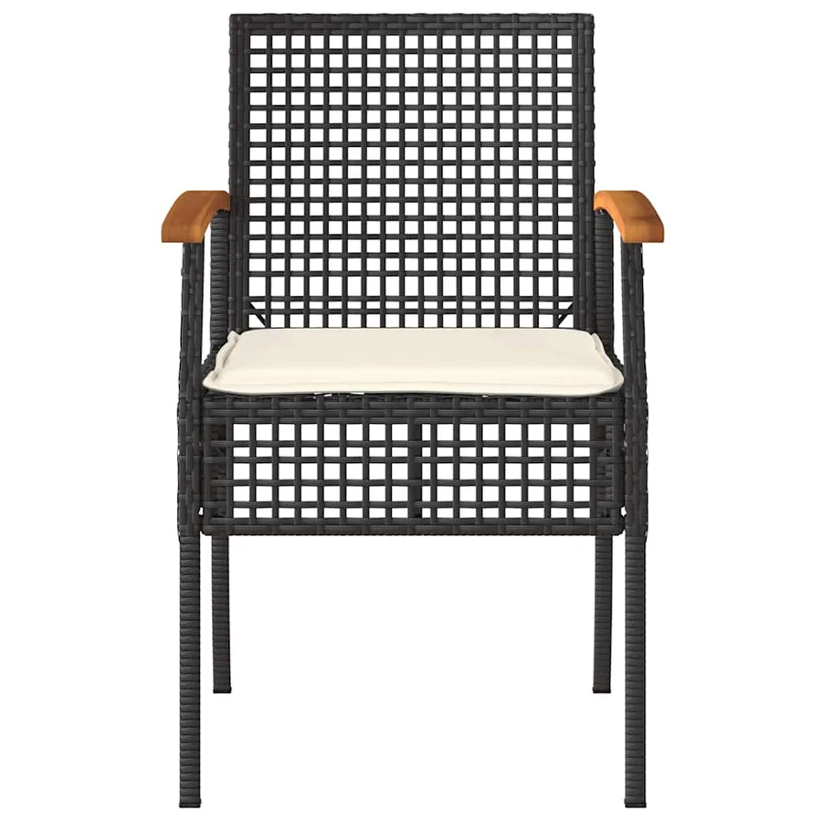 Chaises de jardin coussins lot de 2 noir résine tressée acacia - 4