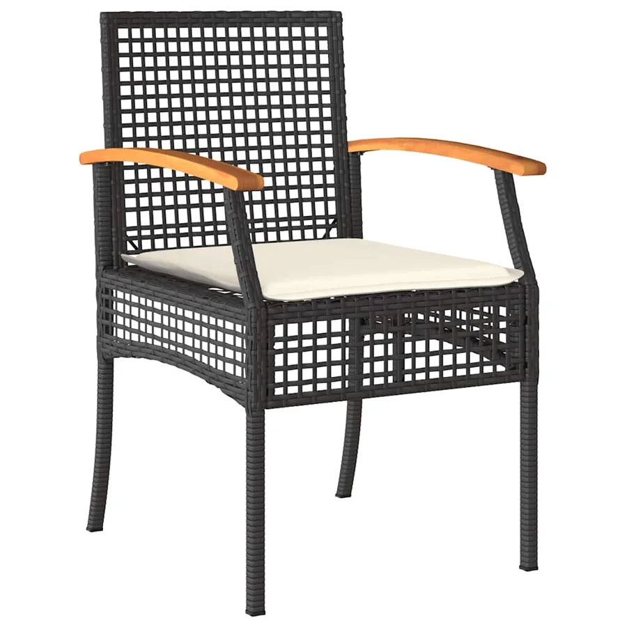 Ensemble à manger de jardin avec coussins 3 pcs Noir - 3