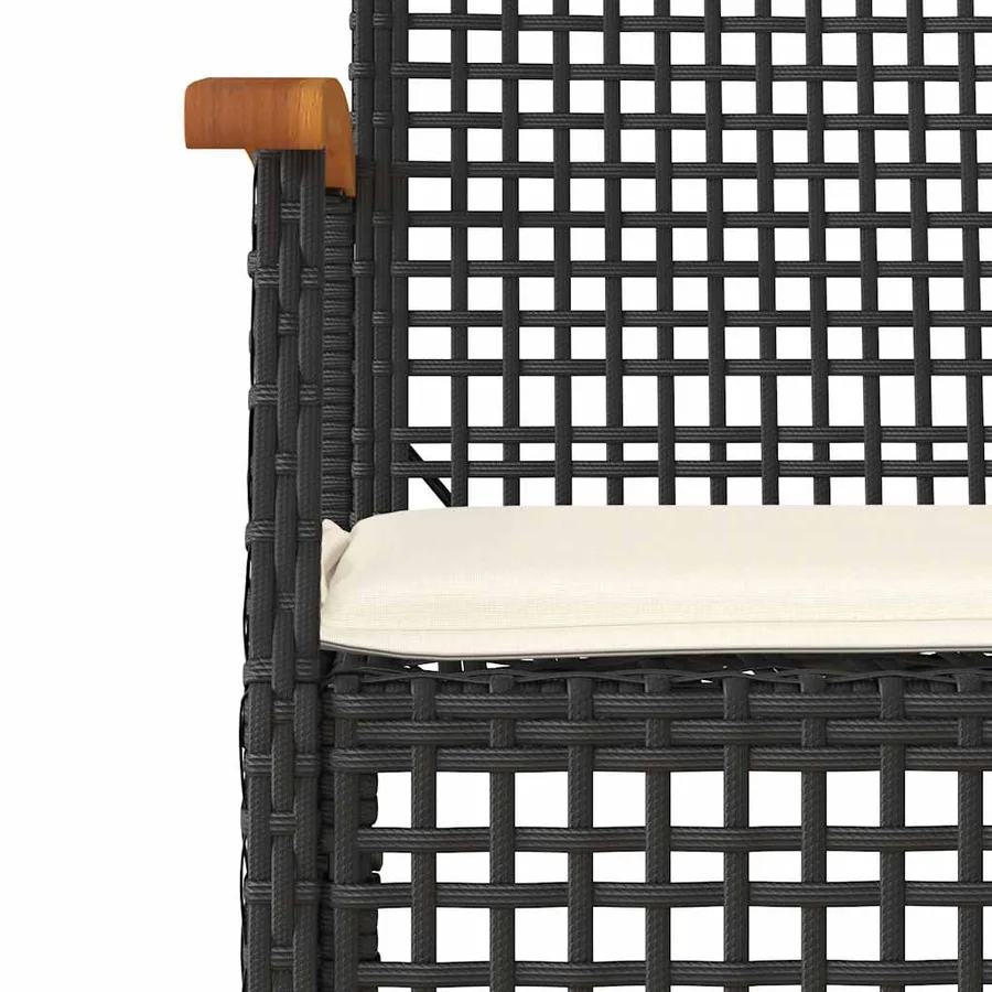 Ensemble à manger de jardin avec coussins 3 pcs Noir - 5