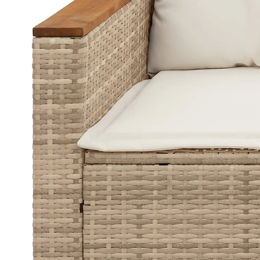 Salon de jardin avec coussins 5 pcs beige résine tressée acacia - 5