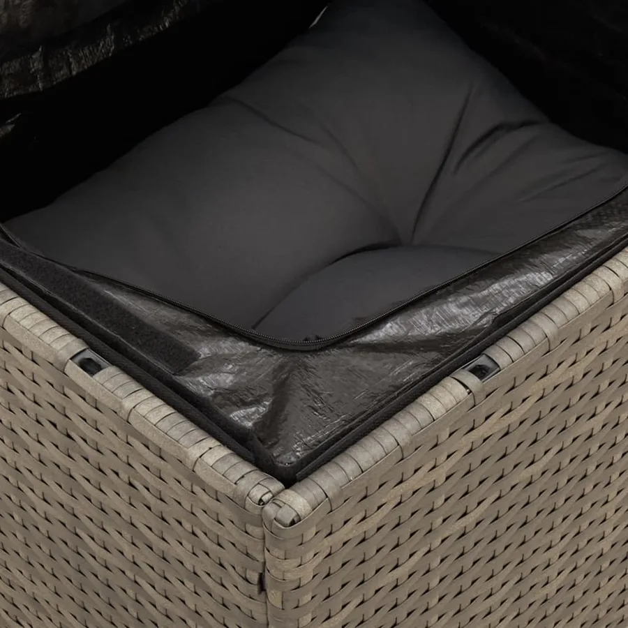 Salon de jardin avec coussins 7 pcs gris résine tressée - 7