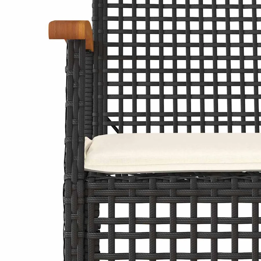 Ensemble à manger de jardin avec coussins 3 pcs Noir - 3