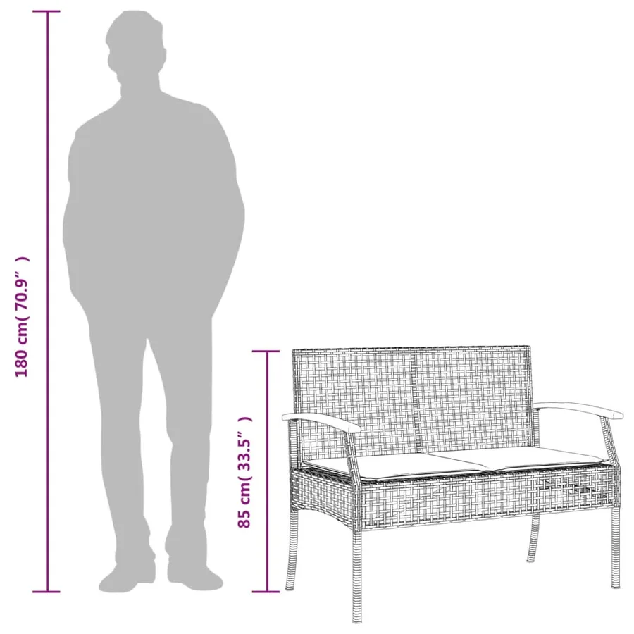 Ensemble à manger de jardin avec coussins 3 pcs Noir - 8