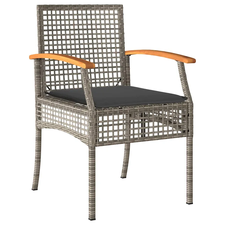 Ensemble à manger de jardin et coussins 7 pcs gris rotin - 2