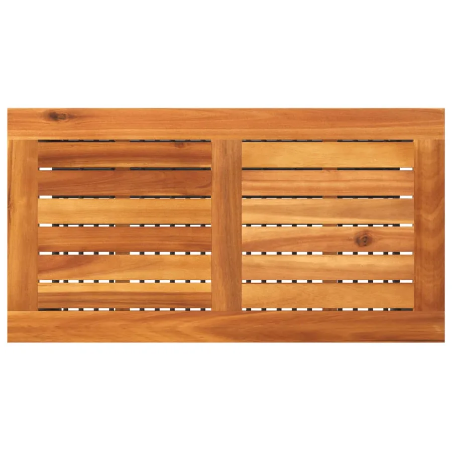 Table de jardin noir 70x38x42 cm résine tressée et bois acacia - 6