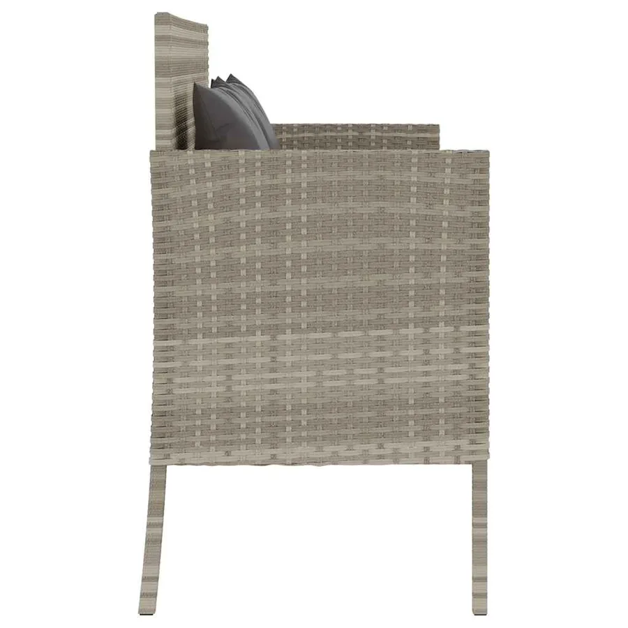 Banc de jardin avec coussins gris clair résine tressée - 5