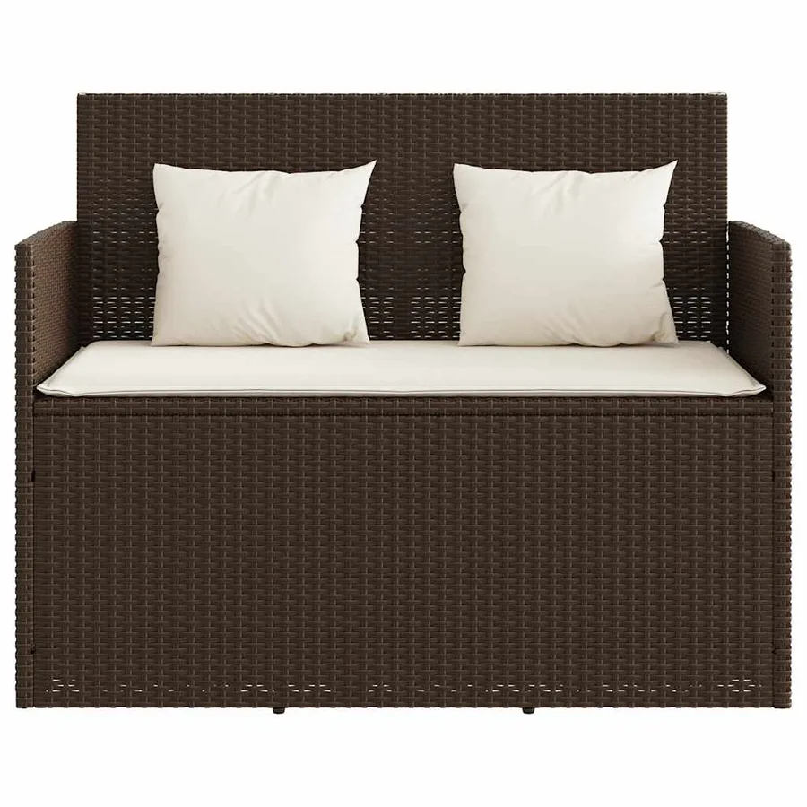 Banc de jardin avec coussins marron résine tressée - 4