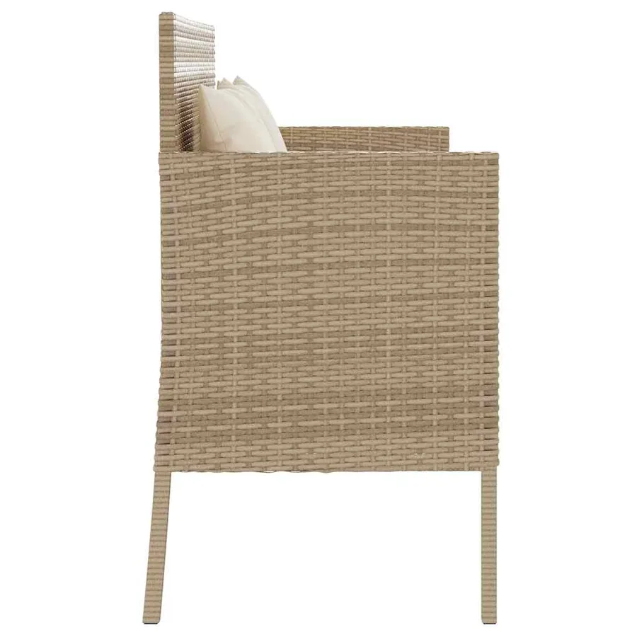 Banc de jardin avec coussins beige résine tressée - 5
