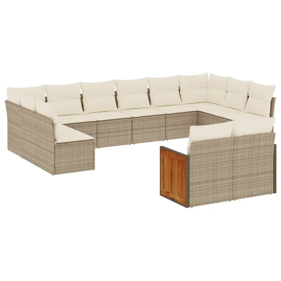 Salon de jardin avec coussins 12 pcs beige résine tressée - 2