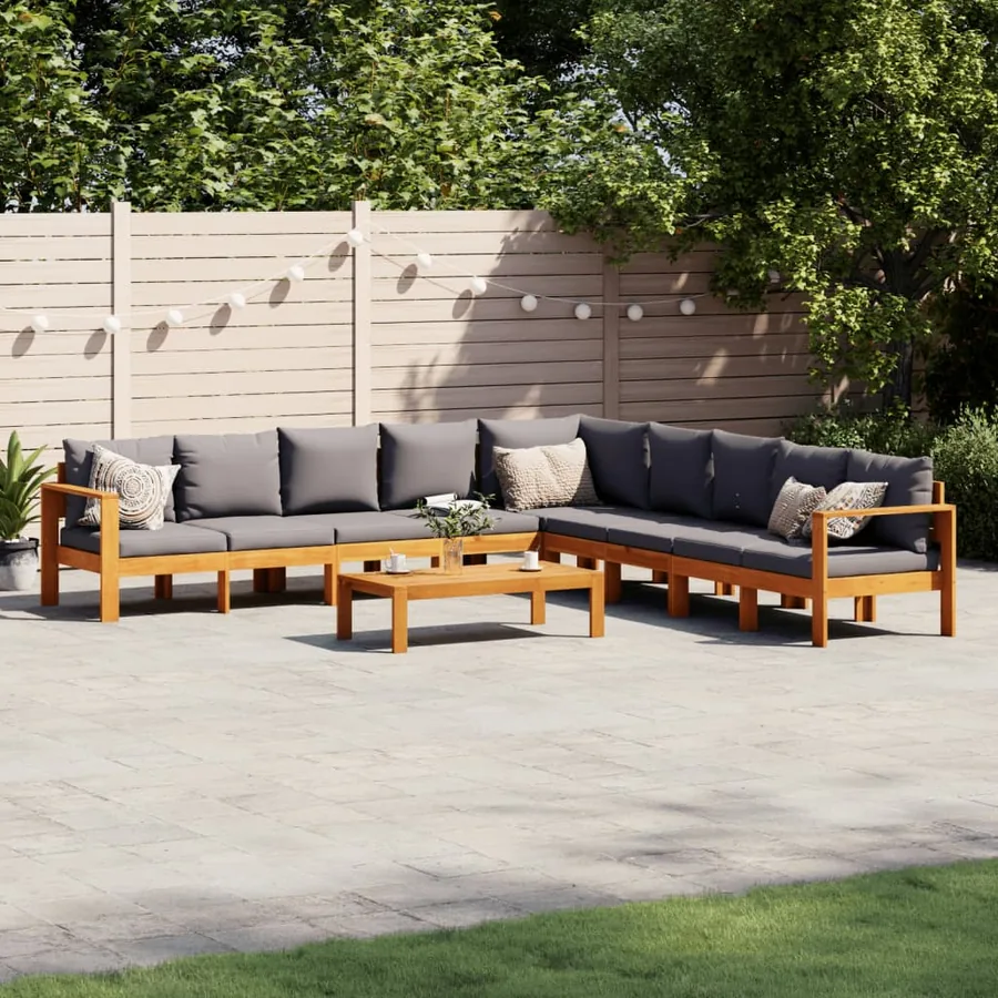 Salon de jardin avec coussins 6 pcs bois d'acacia solide