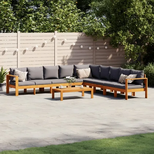 Salon de jardin avec coussins 6 pcs bois d'acacia solide