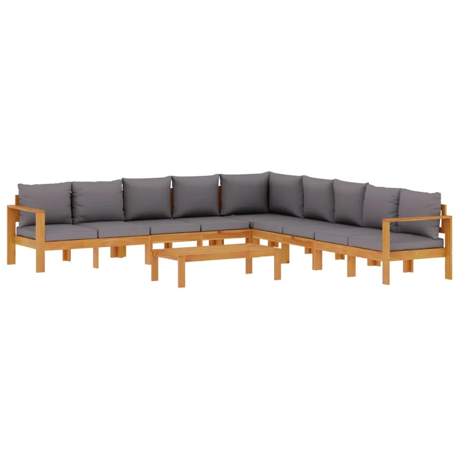 Salon de jardin avec coussins 6 pcs bois d'acacia solide - 2