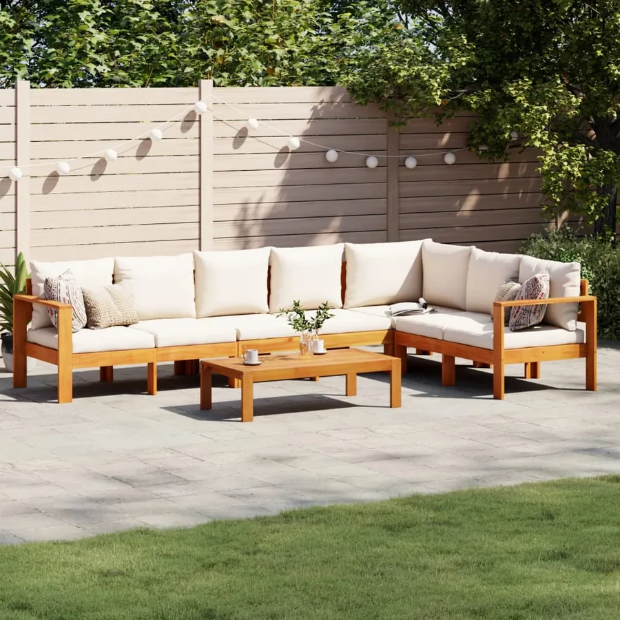 Salon de jardin avec coussins 5 pcs Bois d'acacia solide
