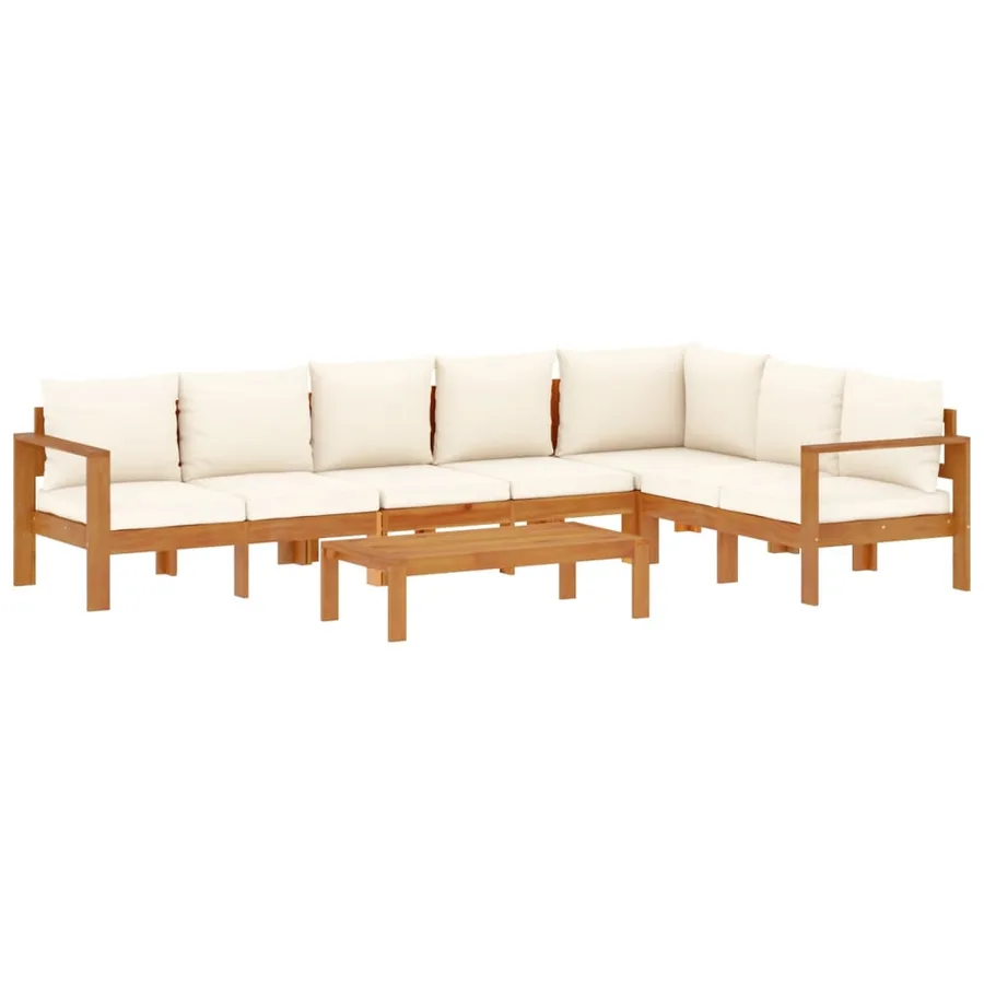 Salon de jardin avec coussins 5 pcs Bois d'acacia solide - 2
