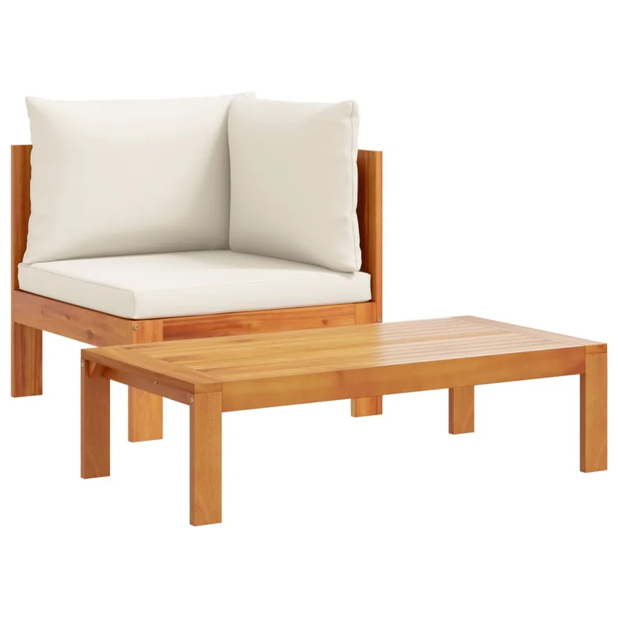 Salon de jardin avec coussins 5 pcs Bois d'acacia solide - 3