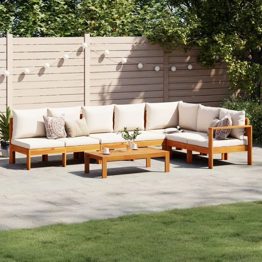 Salon de jardin avec coussins 5 pcs Bois d'acacia solide