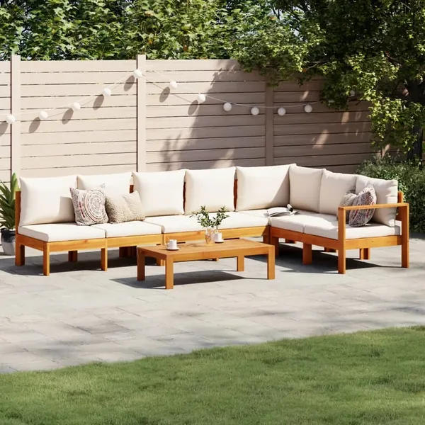 Salon de jardin avec coussins 5 pcs Bois d'acacia solide