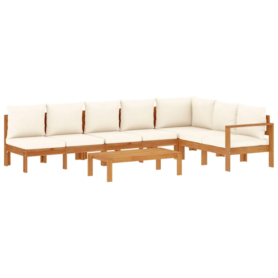 Salon de jardin avec coussins 5 pcs Bois d'acacia solide - 2