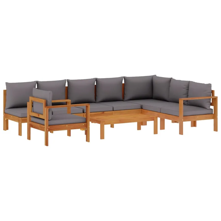 Salon de jardin avec coussins 6 pcs bois d'acacia solide - 2