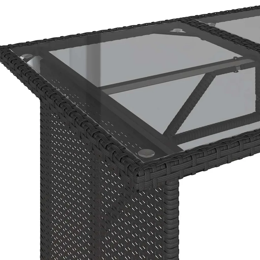 Ensemble à manger de jardin coussins 2pcs noir résine tressée - 10