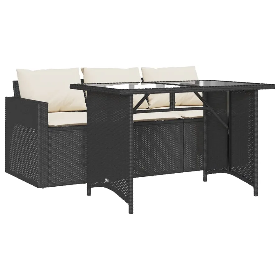 Ensemble à manger de jardin coussins 2pcs noir résine tressée - 2