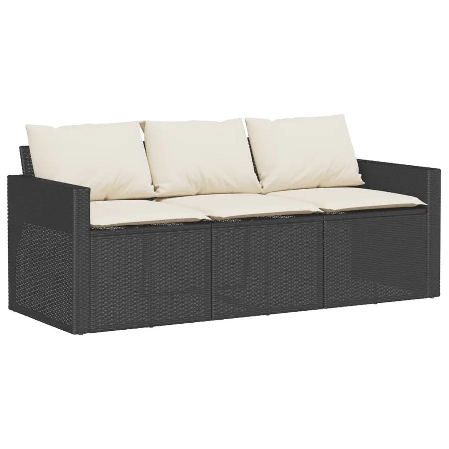 Ensemble à manger de jardin coussins 2pcs noir résine tressée - 4