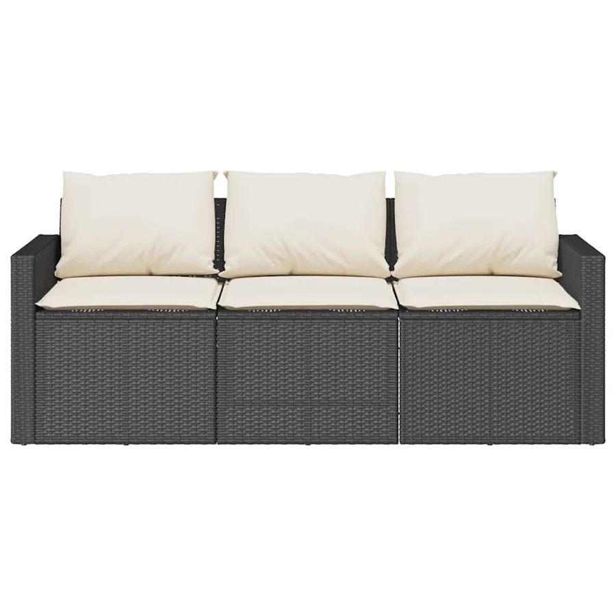 Ensemble à manger de jardin coussins 2pcs noir résine tressée - 6