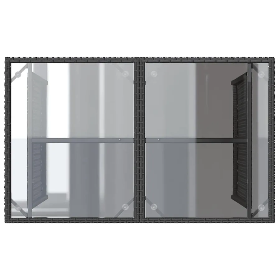 Ensemble à manger de jardin coussins 2pcs noir résine tressée - 8