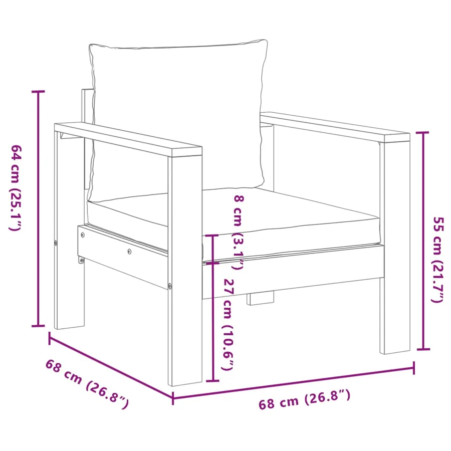Salon de jardin avec coussins 4 pcs bois d'acacia massif - 9