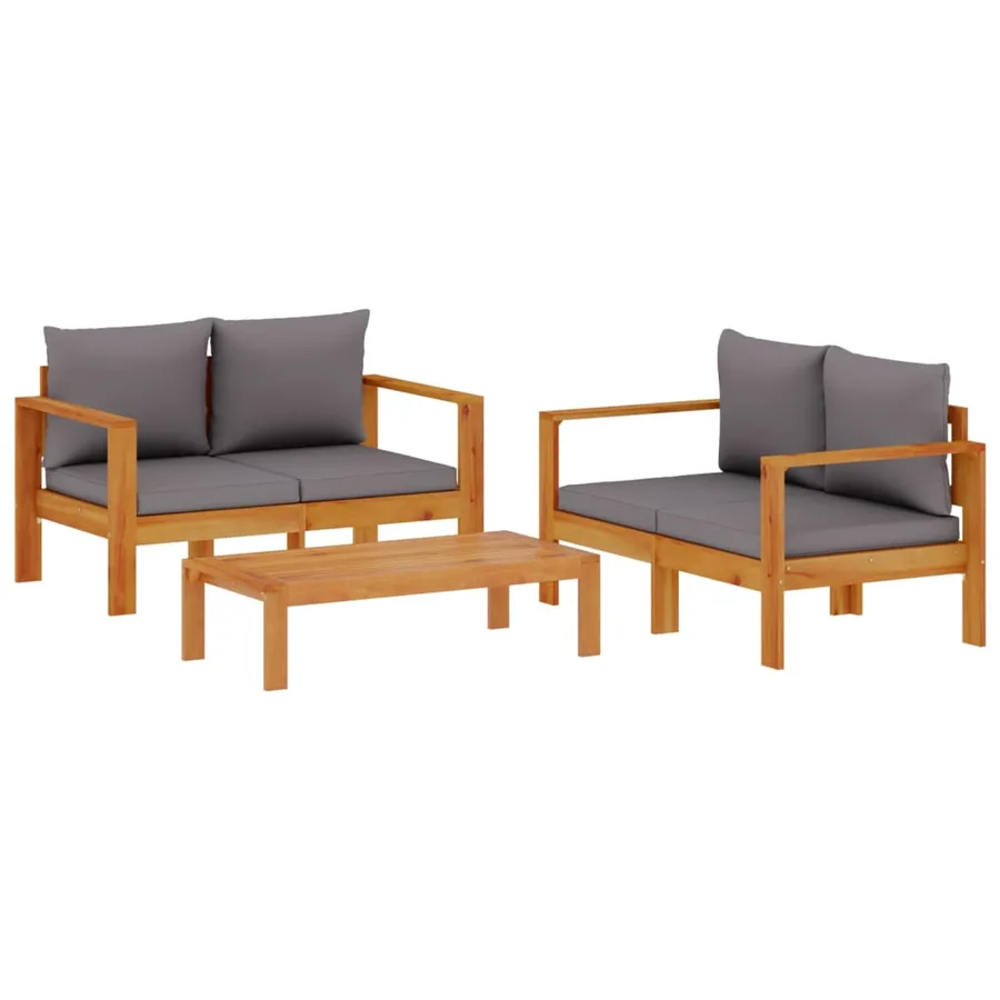 Salon de jardin avec coussins 3 pcs bois massif d'acacia - 2
