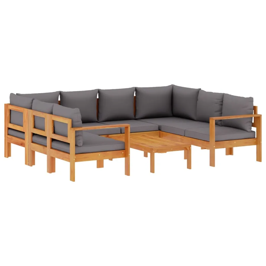 Salon de jardin avec coussins 6 pcs bois d'acacia solide - 2