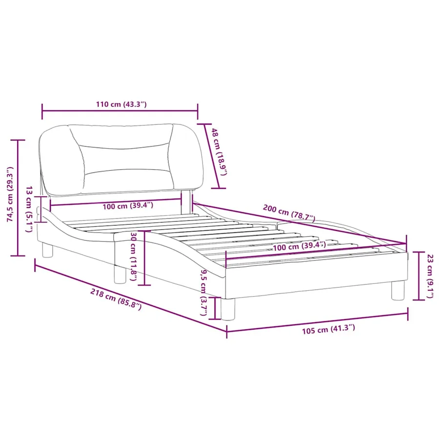 Cadre de lit sans matelas Hvar bleu 100x200 cm tissu - 12