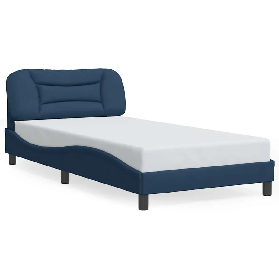 Cadre de lit sans matelas Hvar bleu 100x200 cm tissu - 2
