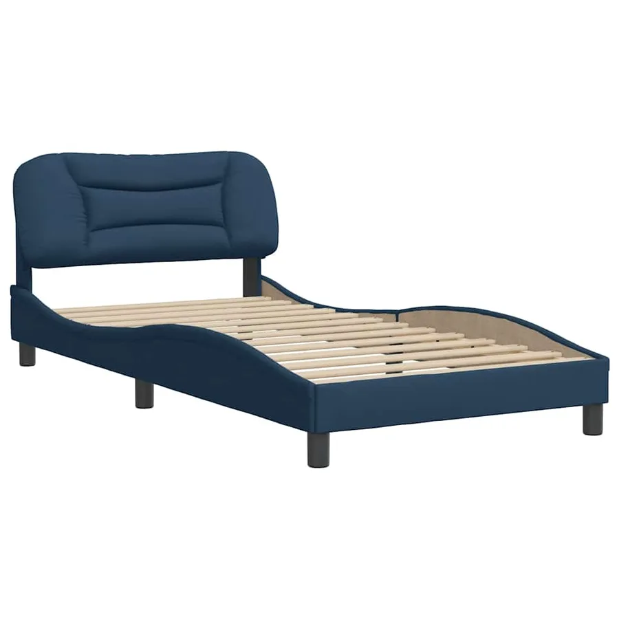 Cadre de lit sans matelas Hvar bleu 100x200 cm tissu - 3