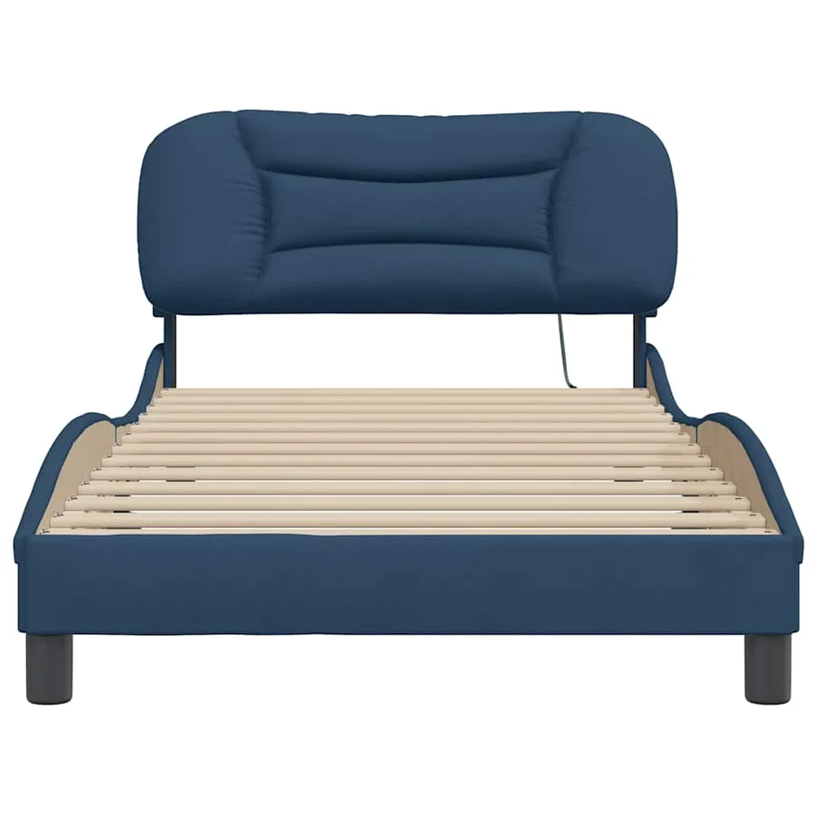 Cadre de lit sans matelas Hvar bleu 100x200 cm tissu - 4