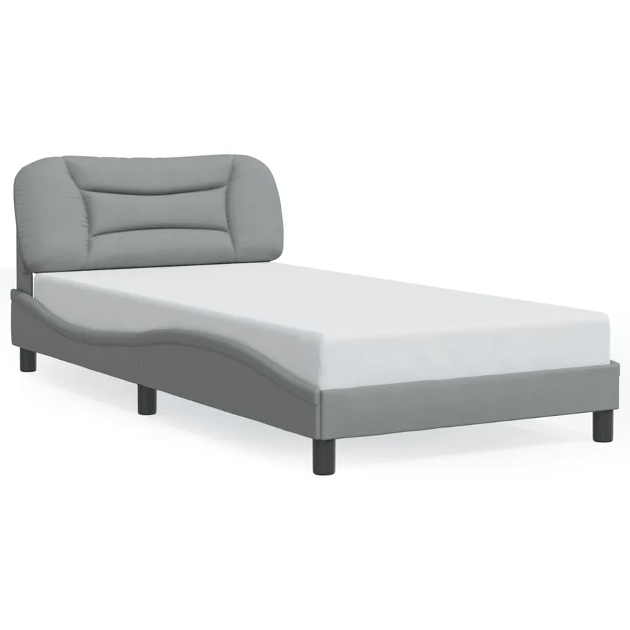 Cadre de lit avec LED sans matelas Hvar gris clair 100x200 cm tissu - 2