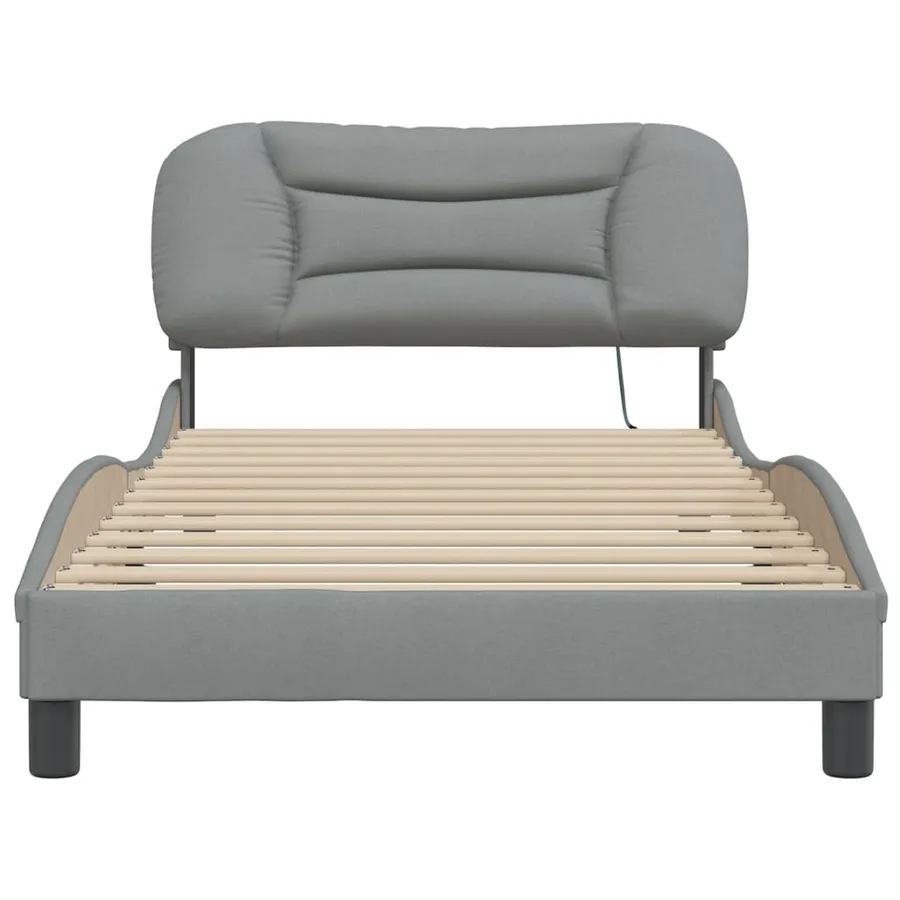 Cadre de lit avec LED sans matelas Hvar gris clair 100x200 cm tissu - 6