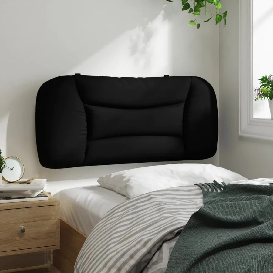Coussin de tête de lit Hvar noir 80 cm tissu - 4