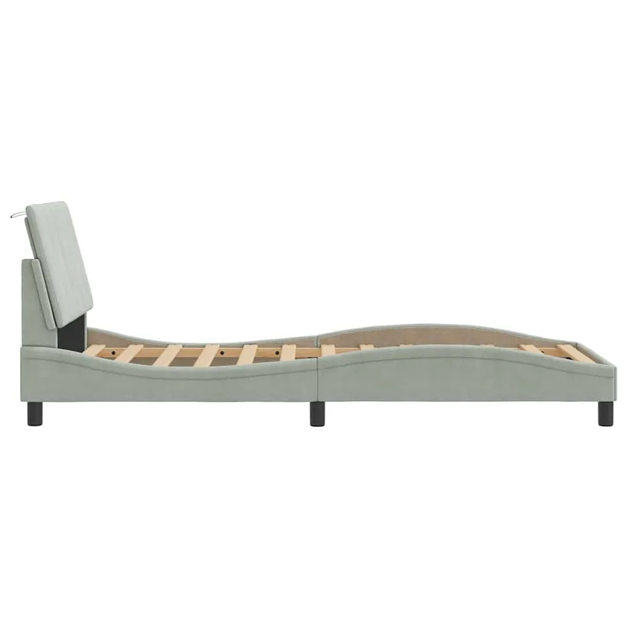Cadre de lit sans matelas Hanko gris clair 80x200 cm velours - 6