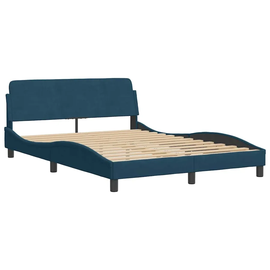 Cadre de lit avec LED sans matelas Hanko bleu 120x200 cm velours - 7