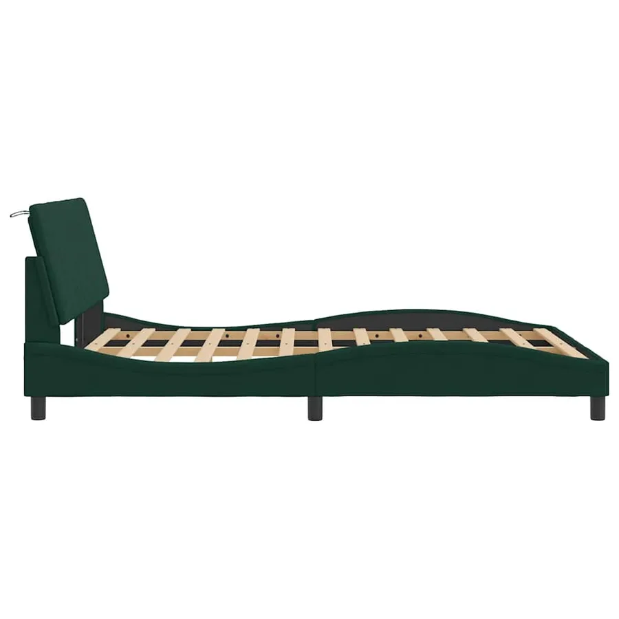 Cadre de lit avec LED sans matelas Hanko vert foncé 140x200 cm velours - 7