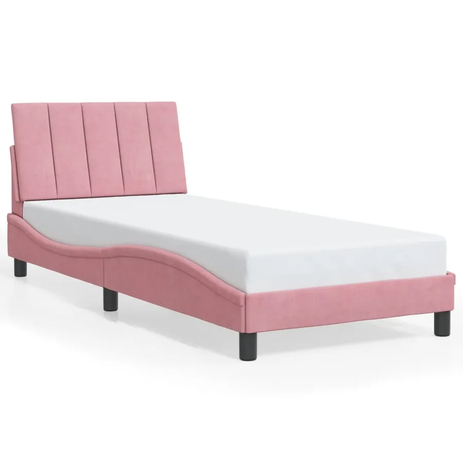 Cadre de lit avec LED sans matelas Hanko rose 80x200 cm velours - 5
